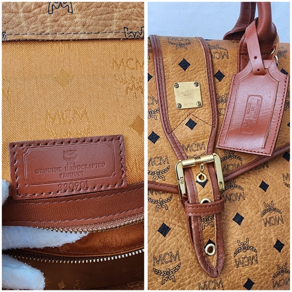 Auth MCM Cognac Visetos Men's Travel Bag - Picture 5 of 12